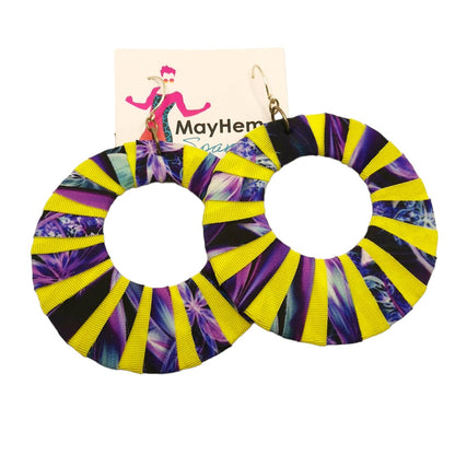 Wonderlust Purple and Yellow Fabric Wrap Earrings